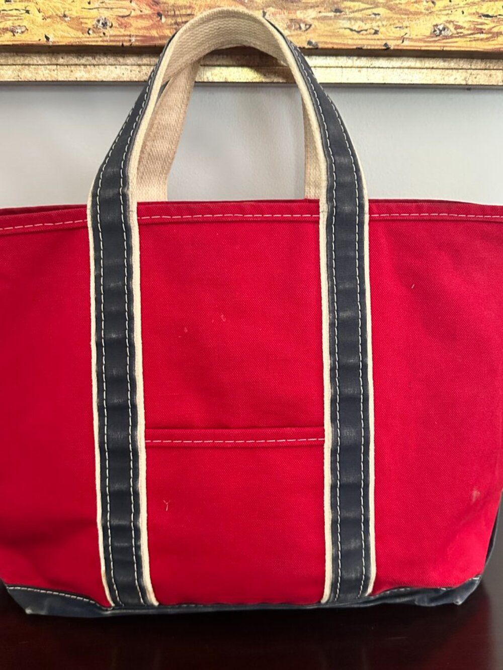 Rare Vintage 80s L.L. Bean Boat And Tote Red Blue Canvas Large Bag - Picture 2 of 16